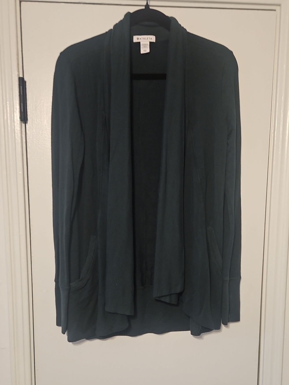 Athleta Women's Dark Emerald  Open-Front Draped Cardigan Sweater